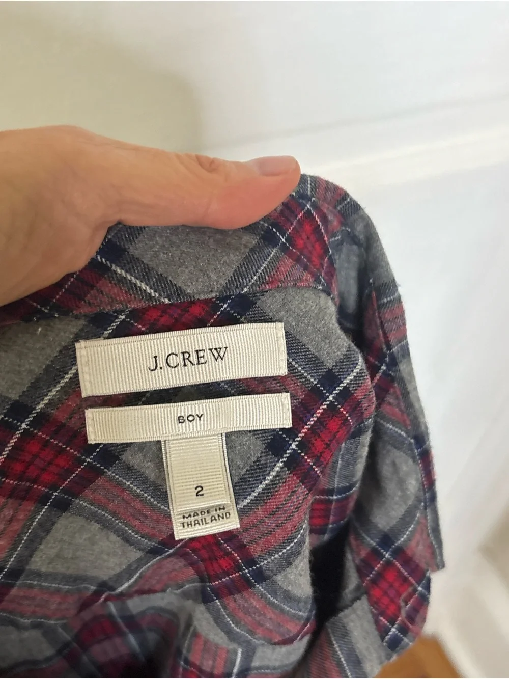 J. Crew Women's Red and Gray Plaid Button-Down Shirt